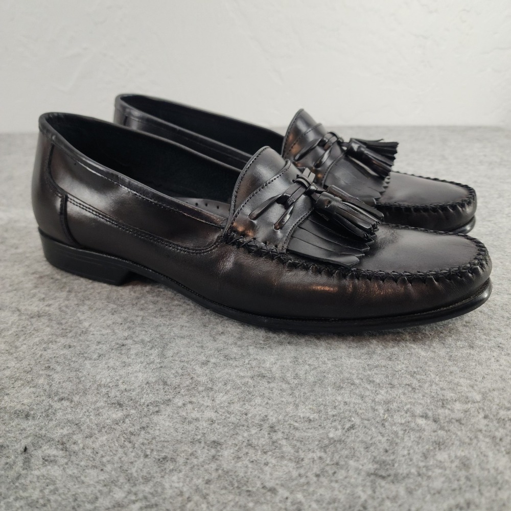 Bass 10.5 M | Black Fortaleza Leather Tassel Kiltie Loafers Business Casual Mens